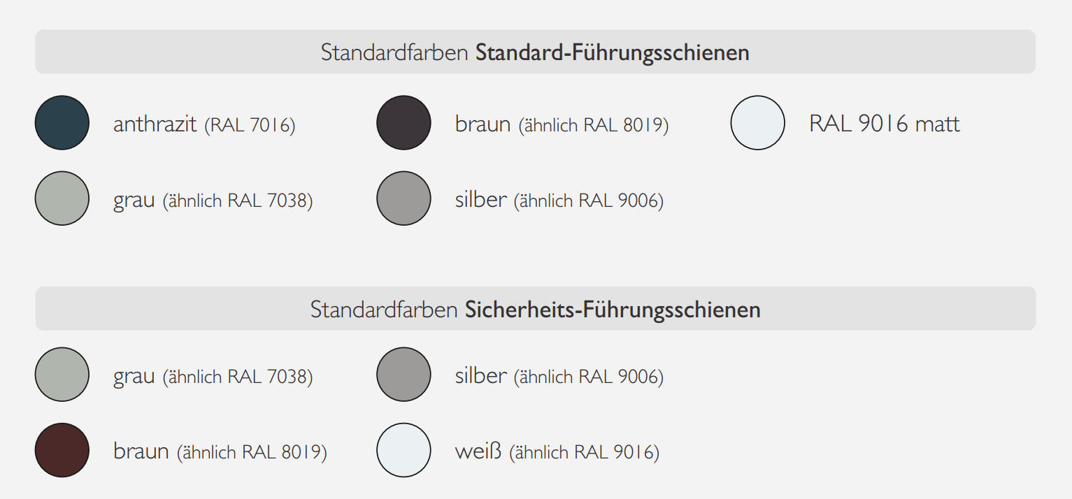 Farbskala Führungsschienen